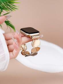 1 New Elegant Sequin Metal Strap Compatible With Apple Watch Strap Suitable For 38mm 40mm 41mm 42mm 44mm 45mm 46mm 49mm Men's And Women's Fashion Bracelet Suitable For Series UltraS10/S11/9/8/7/6/5/4/3/2/1 Smart Wristband (Excluding Watch) The Best Gift For Girlfriends And Friends' Families Is Very Suitable For Valentine's Day, Birthdays, Thanksgiving, Christmas - Silver + Gold - View 1
