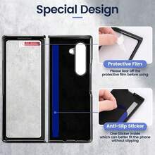 VIETAO Electroplating Material Retro Faux Leather Mobile Phone Case Compatible With Samsung Galaxy Fold 2 3 4 5 6 7 5g 8 Ultra Protective Cell Phone Cover Compatible With IPhone Duo With Tempered Glass Screen Protector - Black - View 6