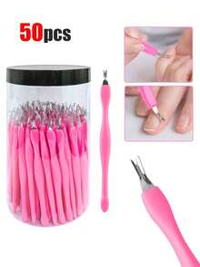 100pcs V-Shaped Nail File, Nail Cleaner, Dual-Ended V-Shaped Nail Pusher, Foot Care Tools For Home And Salon Use - Pink - View 12
