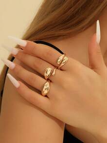10pcs Set Minimalist Criss-Cross Rhinestone Rings, Unique Design Fashionable Versatile Rings For Women - 3-piece Set - View 6