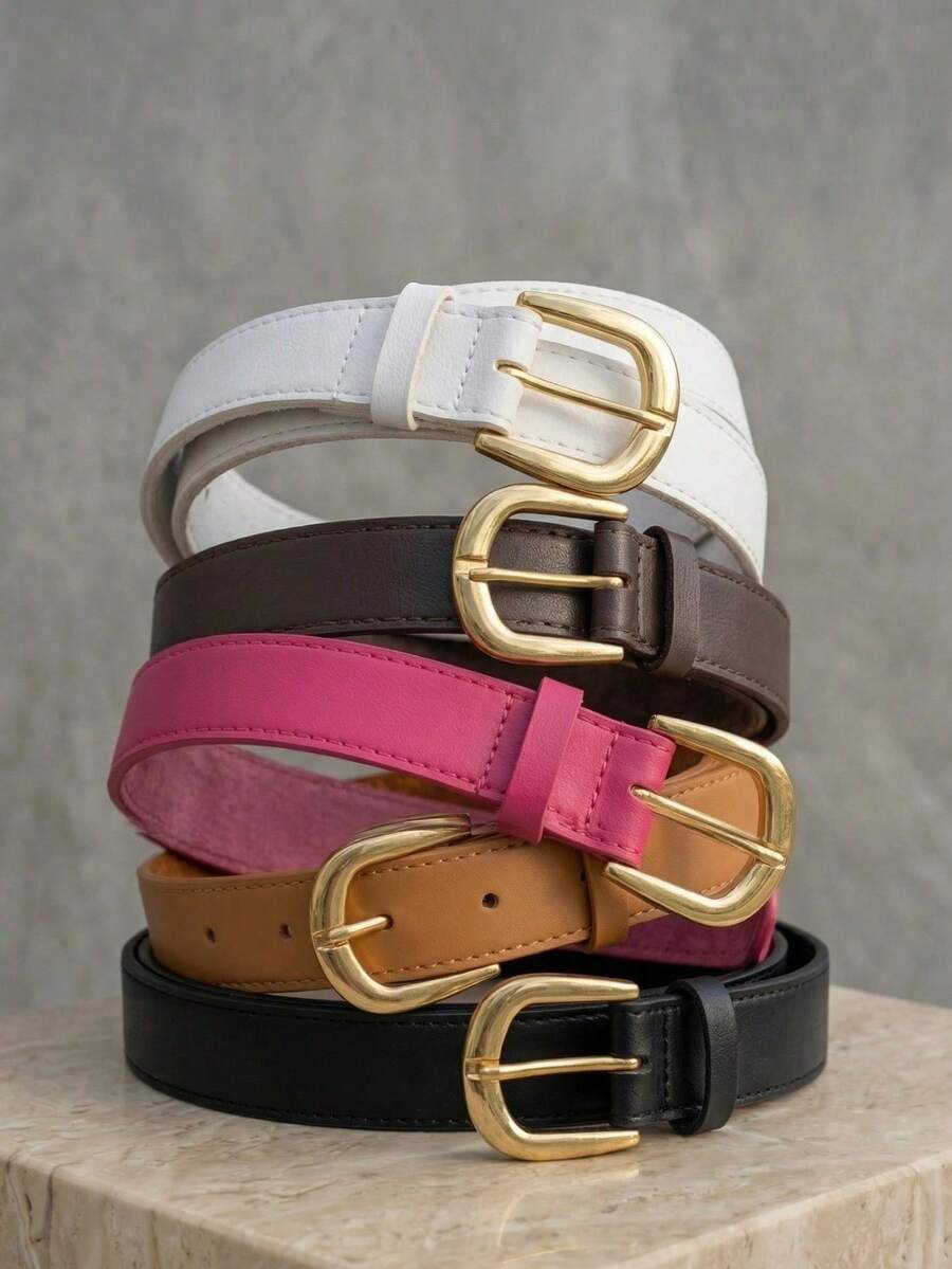 Women's Belt Set With GABI Gold Metallic Buckle In Minimalist Faux Leather - Bộ 5 Cái - Xem 1