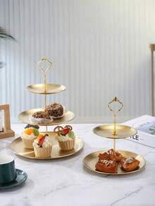 Set de 2 piezas/3 piezas Soporte de pastel de estilo europeo de varios niveles (incluye 1 accesorio), adecuado para uso diario, puede sostener aperitivos, frutas, ampliamente utilizado para fiestas de té, reuniones, decoración, apto para cupcakes, donas, frutas, cocina, regalo de Navidad - Multicolor - Ver 5