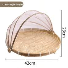 1 chiếc rổ tre đan chống côn trùng, rổ phơi đồ bằng tre, rổ sàng tròn bằng tre, rổ đựng bánh bao hấp có lưới. - Màu gỗ - Xem 14