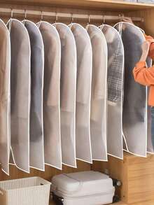 5pcs/1PC Set Of Clothes Dust Covers Hanging Pockets For Clothes, Long Style Down Jacket Suit Home Transparent Coat Bag - Multicolor - View 8