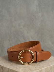 Women's Belt Set With Gold Metal Polka Dots, Synthetic Leather, Minimalist, Fashion Blogger Style, Unisex, Daily Use, Simple, Casual, 2024, Popular, Beautiful, Seasonal, Black, White, Brown, Caramel, Pink, Current Size, Stitched, Occasional, Versatile, Decorative, Vintage, 247 - 套件 4 件 - 查看 5