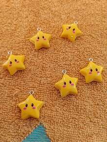 3/5/7/10个可爱星星吊坠，黄色树脂材质，适合DIY珠宝制作，如项链、手链、钥匙扣及其他手工艺品。 - 彩色 - 查看 11