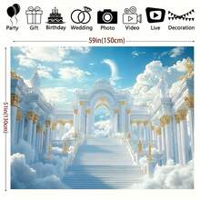 Phông nền cung điện sang trọng, được thiết kế với hệ thống chiếu sáng và mái vòm, làm từ chất liệu polyester bền chắc, không cần điện. Rất phù hợp cho phòng khách, phòng ngủ, văn phòng và các hoạt động trong nhà và ngoài trời, với nhiều kích thước và bối cảnh để lựa chọn. - 5 - Xem 3