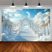 Phông nền cung điện sang trọng, được thiết kế với hệ thống chiếu sáng và mái vòm, làm từ chất liệu polyester bền chắc, không cần điện. Rất phù hợp cho phòng khách, phòng ngủ, văn phòng và các hoạt động trong nhà và ngoài trời, với nhiều kích thước và bối cảnh để lựa chọn. - 5 - Xem 5