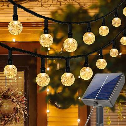 Boule lumineuse solaire d'extérieur, 10/20/50/100/200 LED au choix, lumière sphérique chaude/couleur/blanche, avec 8 modes d'éclairage, guirlande solaire mondiale, niveau de protection IP65, convient pour les arbustes de jardin, les cours