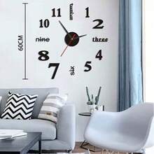 现代静音夜光数字挂钟 - 静音无滴答声，自粘式，复活节房间装饰钟，亚克力镜面设计，简约圆形钟，适用于客厅和书房，电池供电（不含电池） - 彩色 - 查看 8