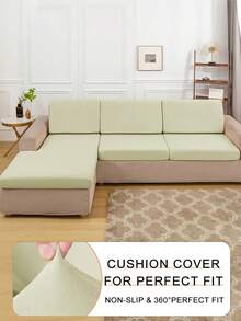1pc Solid Color High Elastic Milk Silk Sofa Cushion Cover, Dust-Proof 4-Season Removable Machine Washable Sofa Decorative Cover, Suitable For Living Room Polyester Sofa Cushion Cover, Backrest Cover, Black, Light Gray, Light Mocha - Cream Yellow - View 5