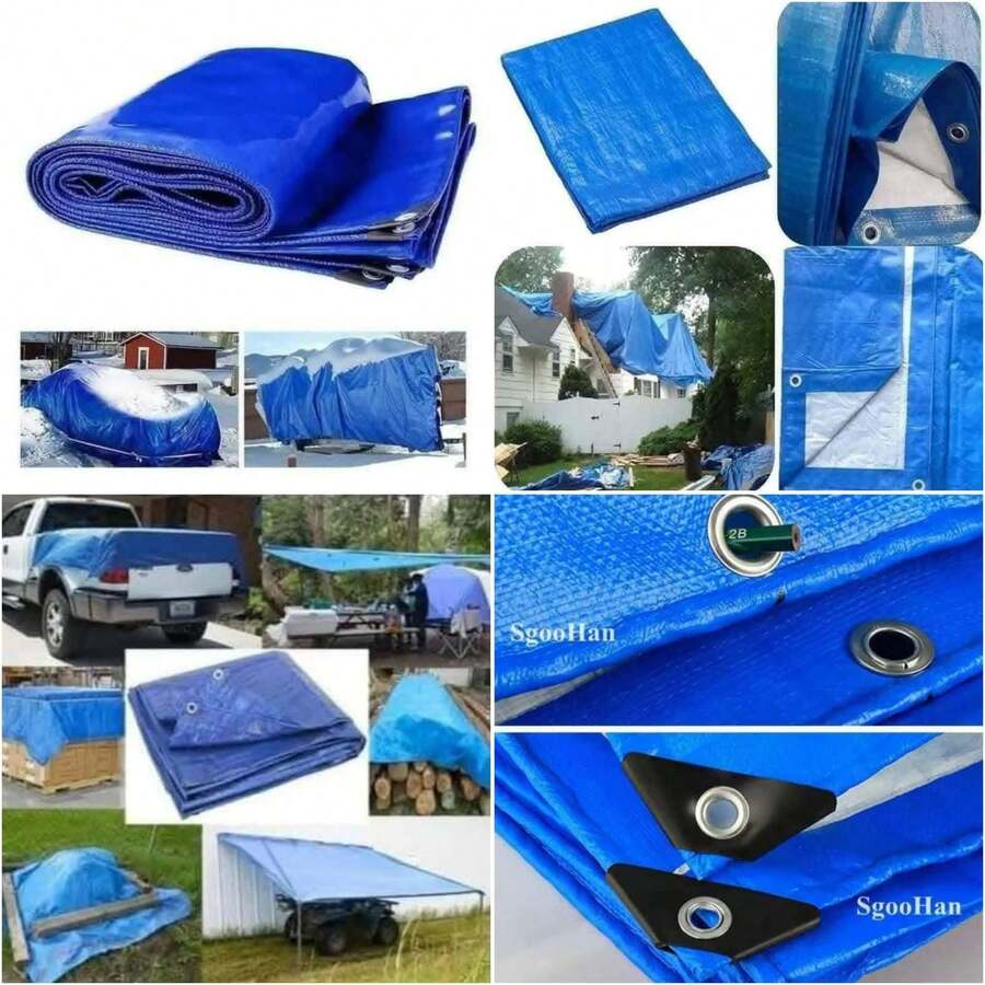 Lona Multiusos Azul Impermeable Resistente Con Ojales De 3x3 metros, - B - Ver 1