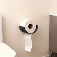 1pc 3D Printed Curved Toilet Paper Holder, Adhesive No Drilling Bathroom Tissue Storage Rack, Minimalist Design - Multicolor - View 6
