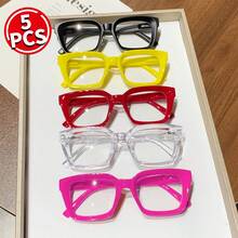 Simple Square Blue Light Glasses Set For Men And Women, Y2K Jelly Color Fashion Glasses, Dopamine Color / Multi-Color / Leopard Print / Textured Matte Black, Unisex Computer, Gaming, Reading Glasses, Women's Personalized Glasses, Plain Glasses, Suitable For All Seasons, Autumn And Winter Business Wear, Is A Stylish, Simple And Versatile Item, Very Suitable For Gifts Or Personal Use - Nhiều màu - Xem 13