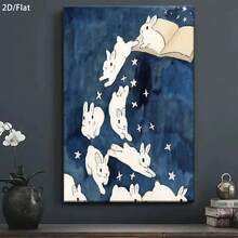 1pc Abstract Cartoon-Style Group Of Rabbits Jumping Out Of A Book Pattern Canvas Art Print Poster.S Modern Wall Arts Decoration Paintings. Suitable For Decoration In Living Rooms, Dining Rooms, Bathrooms, Kitchens, Offices, Bedrooms, Wall Decoration, Home Decoration, Room Decoration. A Perfect Gift For Friends. - Multicolor - View 1