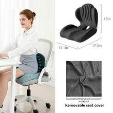 Đệm ngồi công thái học bằng mút hoạt tính - Hỗ trợ thắt lưng & Thiết kế rỗng thoáng khí cho văn phòng, xe hơi, nhà - Thoải mái suốt cả ngày khi ngồi lâu. Đệm ghế văn phòng. - đen - Xem 4