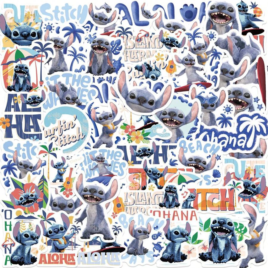 Disney 50 miếng dán phim Lilo và Stitch năm 2025 dành cho laptop, điện thoại, bình nước, hành lý. Món quà hoàn hảo cho người hâm mộ phim. Miếng dán ngộ nghĩnh, đồ dùng làm sổ lưu niệm Kindle. - Thật - Xem 1