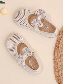 Primeros zapatos planos transpirables para bebé con elegante lazo - Beis - Ver 7