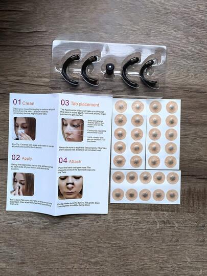 30pcs/60pcs Black Nose Dilator, Strong Magnetic Design, Ergonomic Nose Clip, Comfortable No Pressure, Magnetic Adsorption & Nose Clip Dual Reinforcement, Lightweight & Portable, Reusable, Flexible Adjustment, Effectively Relieve Congestion, Improve Breathing Smoothness, Suitable For Sports & Fitness