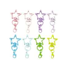 5pcs Candy Color Pentagram Lobster Clasp Spring Rings, DIY Keychain Creative Rotating Pendant Accessories - Five-pointed Star Keychain - View 2