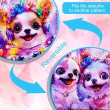 3件套儿童美人鱼亮片背包套装 - 渐变紫色星空印花，双面亮片，可调节肩带，拉链封口，可爱卡通书包，带午餐袋和铅笔袋，适合小学生和旅行 - 紫色 - 查看 10