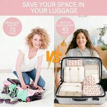 8pcs Travel Packing Cubes,Suitcase Organizer Bags,Large Capacity Zipper Storage Bags,Cosmetics Bag, Clothing Bag,Organize Your Clothing With Ease,For Men And Women,Back To School Supplies,Travel Essentials,Travel Accessories - Hoa nơ - Xem 2