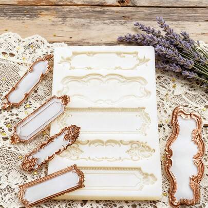 1pc Beige European Retro Photo Frame Silicone Mold, Suitable For Handmade, Clay Resin Polymer Retro Photo Frame Production, Simple Demolding, Reusable Silicone Mold