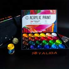 Acrylic Paint Set 12/18/24 Colors - Vibrant,  & Fade-Resistant - For Adults & Artists - Rich Pigments For Canvas, Wood Crafts & More - 1.69 Fl Oz Bottles - 12 Colors - View 10
