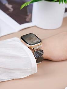 1条全新优雅闪亮金属表带，兼容 38mm、40mm、41mm、42mm、44mm、45mm、46mm、49mm，男女皆宜的时尚表带，适用于Series Ultra S10/S11/9/8/7/6/5/4/3/2/1智能手表（不含手表），是情人节、生日、感恩节、圣诞节送给女友、朋友和家人的理想礼物。 - 金+黑 - 查看 6