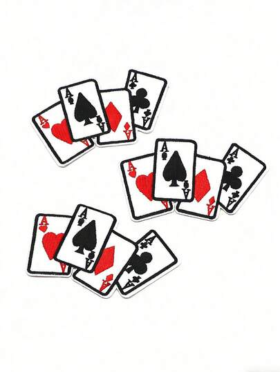 3 Piecespoker Embroidery Patch Badge DIY Clothing Pants Hats Bags Shoes Decorative Iron-On Patch Summer, School