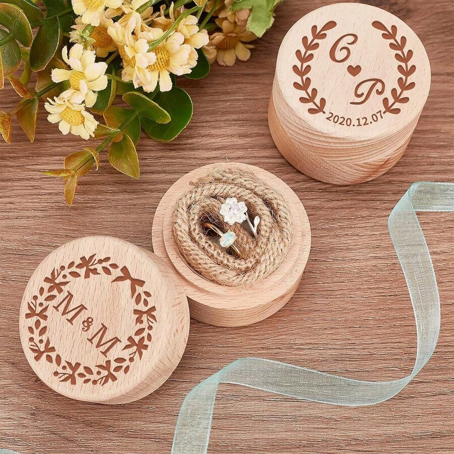 Bộ 3 hộp gỗ tròn nhỏ, hộp đựng nhẫn gỗ nhỏ để đựng bông tai, trang sức, đồ lưu niệm, kỷ vật, tóc trẻ sơ sinh, răng sữa, món quà hoàn hảo cho cha mẹ, hộp kỷ niệm di động, hộp đựng trang sức cho Ngày của Mẹ, sinh nhật, tốt nghiệp, Lễ Tạ ơn, Giáng sinh - Màu be - Xem 1