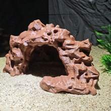 3D Printed/Resin Rock Cave Hideout - Amphibian And Reptile Shelter | Realistic Stone Texture For Aquarium, Lizard And Turtle Terrarium - View 6