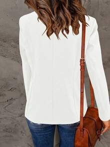 Women's Fashionable Elegant Lapel Single-Button Fitted Blazer, Autumn/Winter White Spring - White - View 3