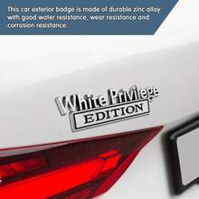White Priviledge Edition 3D Fender Badge Decal Sticker For Car Exterior White Color Automotive Emblem Decal With Premium Finish Universal Fit For All Cars - 銀黑色 - 查看 6