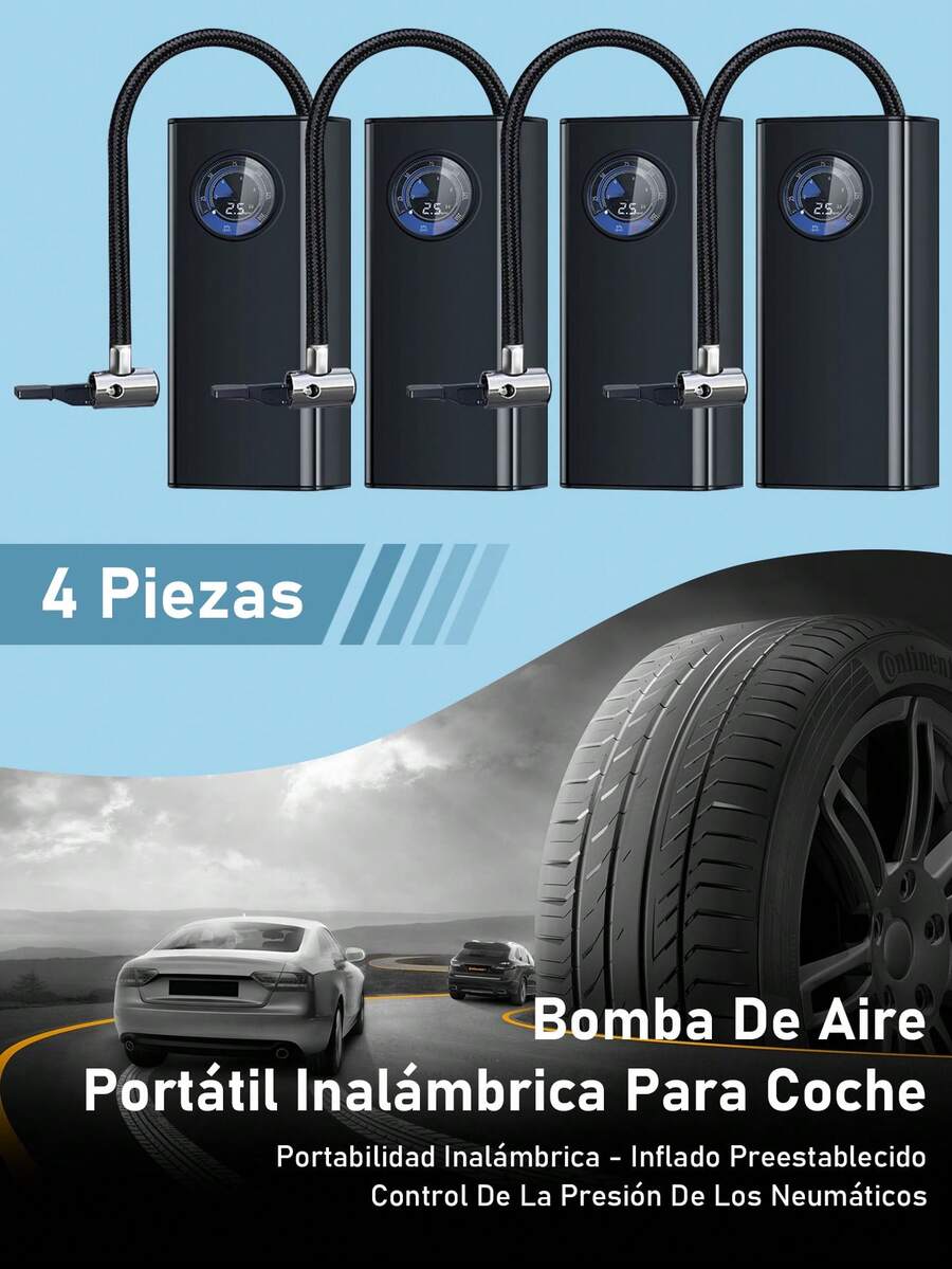 Portable Air Compressor 150 PSI – Fast Inflation, Compact, Rechargeable, And Easy To Use For Cars, Bicycles And More - 4 件 - 查看 1