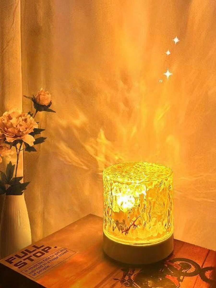 1 buah Lampu Proyeksi Pola Gelombang Baru yang Ringkas & Portabel dengan 16 Warna Pencahayaan yang Dapat Diatur, Lampu Suasana Romantis untuk Kamar Tidur, Kantor, Kamar Mandi, Ruang Tamu, Berkemah, Hadiah Liburan