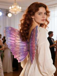 Irisierender lila Farbverlauf Schmetterlingsflügel, Erwachsenen Party Cosplay Kostüm Accessoire, traumhafter Feenstil Dekoration, Geburtstags Party Schmetterlingsflügel, Festival Event Flügel Dekoration, Party Flügel - Übersicht 1