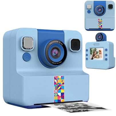 Instant Print Camera,48MP FHD 1080P Point And Shoot Cameras With Flash,Portable Toy With 1 Roll Of Printing Paper,Digital Camera With Games, Filters, Music,180 ° Degree Rotation Lens,8X Zoom Video Selfie Digital Camera,Christmas Birthday Gifts For Girls Boys