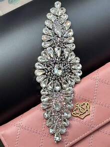 1pc Rhinestone Applique, Clothing Accessory, Bag, Hat Decor, DIY, Wedding Dress, Costume Belt, Bag Decoration, Stage Costume Accessory - Long Terms - View 5