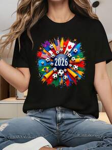 2026 World Cup Graphic Men's Cotton TShirt Vibrant Soccer Flag Print,Soft Breathable Fabric For Casual Wear,Sports Events,Perfect Gift For Football Fans - 黑色 - 查看 9