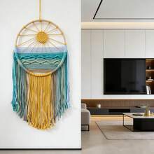 1 buc Macrame Tapiserie de perete, Peisaj creativ cu soare și plajă, Tapiserie țesută manual cu răsărit și apus de soare - Așa cum se arată în imagine - Vizualizare 2