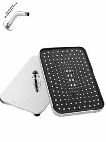 Modern 12-Inch Square Wall-Mounted Shower Head, High-Pressure, High-Flow Ceiling-Mounted Shower Head, Durable Plastic Construction, Polished Finish, Even Water Flow Covering The Entire Body, Providing A Spa-Like Shower Experience, Classic Hot And Cold Water Design, Modern Minimalist Style. - Multicolor - View 10
