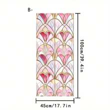 1/4 pezzi Pellicola decorativa per finestre con motivo geometrico ondulato e a foglia colorata, pellicola in PVC riutilizzabile con adesione elettrostatica opaca per privacy, adatta per decorazione di soggiorno, camera da letto, bagno, cucina e ufficio. - Adesivo in vetro smerigliato - Visualizzare 11