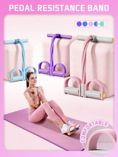 This New Contrast Color Foot Resistance Band, 4-Tube Yoga Assist Rope, Sit-Up Training Leg Stretching Band, Yoga Mat Hand Resistance Band Elastic Rope, Suitable For Abdominal Muscle And Arm Fitness, Suitable For Various Occasions, Super Convenient To Use Anytime, Anywhere, Is An Excellent Gift For Valentine's Day, Christmas, And Ramadan.