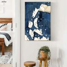 1pc Abstract Cartoon-Style Group Of Rabbits Jumping Out Of A Book Pattern Canvas Art Print Poster.S Modern Wall Arts Decoration Paintings. Suitable For Decoration In Living Rooms, Dining Rooms, Bathrooms, Kitchens, Offices, Bedrooms, Wall Decoration, Home Decoration, Room Decoration. A Perfect Gift For Friends. - Multicolor - View 5