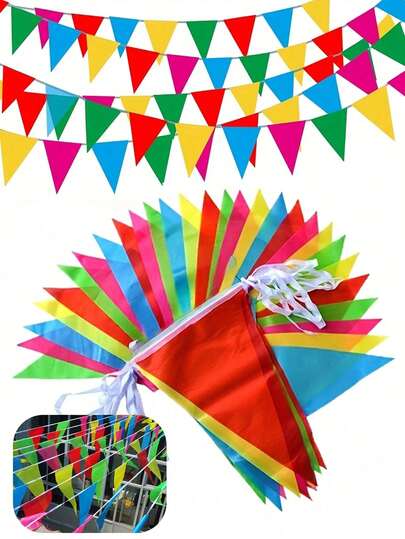 Rainbow Flag Colorful Fabric Decoration Ribbons, Suitable For Opening Ceremony, Birthday Party, Celebration, Classroom, Outdoor Garden, Holiday Store Decoration
