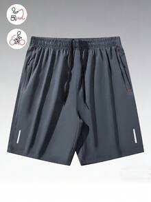 No015128712-0002 Men's Casual Shorts, Versatile Simple Design, Suitable For Sports, Outdoor, Dating, Gift For Girlfriend, Drawstring Pockets, Spring/Summer - Grey - View 1