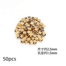 50 hạt vuông bằng thép không gỉ 2-6mm, hạt đệm hình khối để tự làm vòng tay, dây chuyền và trang sức. - quảng trường - Xem 14