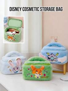 Disney Cartoon Makeup Bag Plush Cosmetic Storage Pouch Organizer With Handle Nick Wilde Judy Carrot Stitch Embroidery, Fabric & Zipper Closure, Large Capacity, Travel Toiletry Bag, School Office Stationery Storage Pouch, Cartoon Kawaii Accessories For Girls Students, Perfect Gift Set, Ideal For Gifting, Birthday Gift, Friendship Gift, Compact & Lightweight, Suitable For Travel - Multicolor - View 2