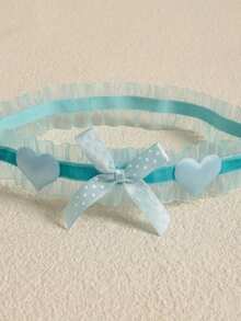 European And American Wedding Bridal Accessories, Lace Bow Sexy Elastic Garter Leg Strap - Baby Blue - View 10